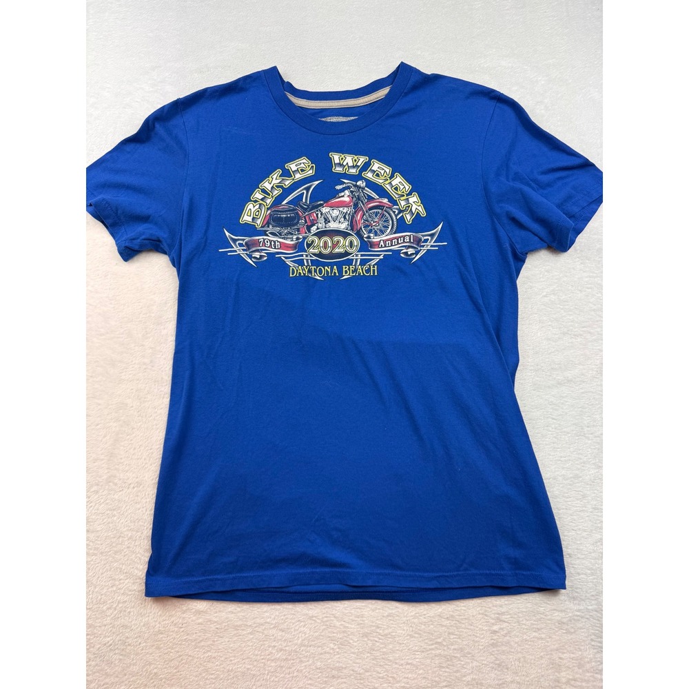 Adidas Daytona Beach Bike Week 2020 79th Annual Graphic T-Shirt Blue Mens Medium